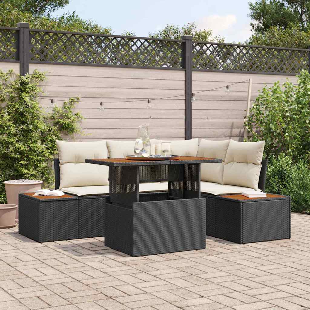 Tuinbankenset 5 st Zwart en Beige