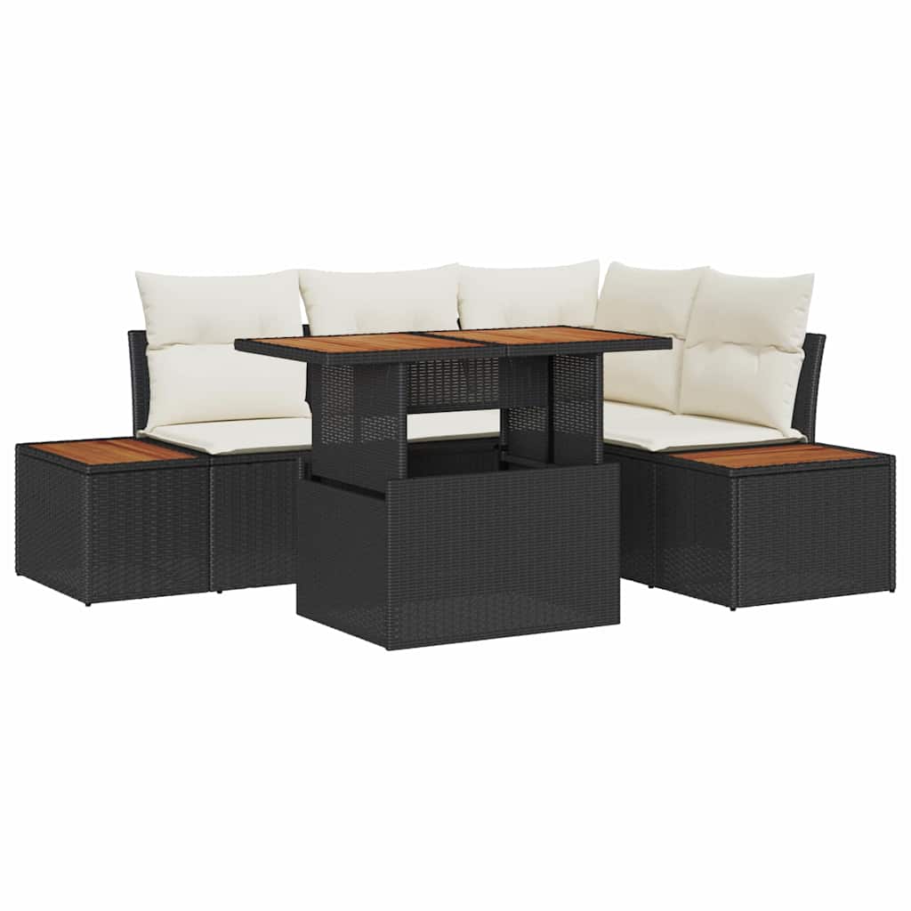 Tuinbankenset 5 st Zwart en Beige