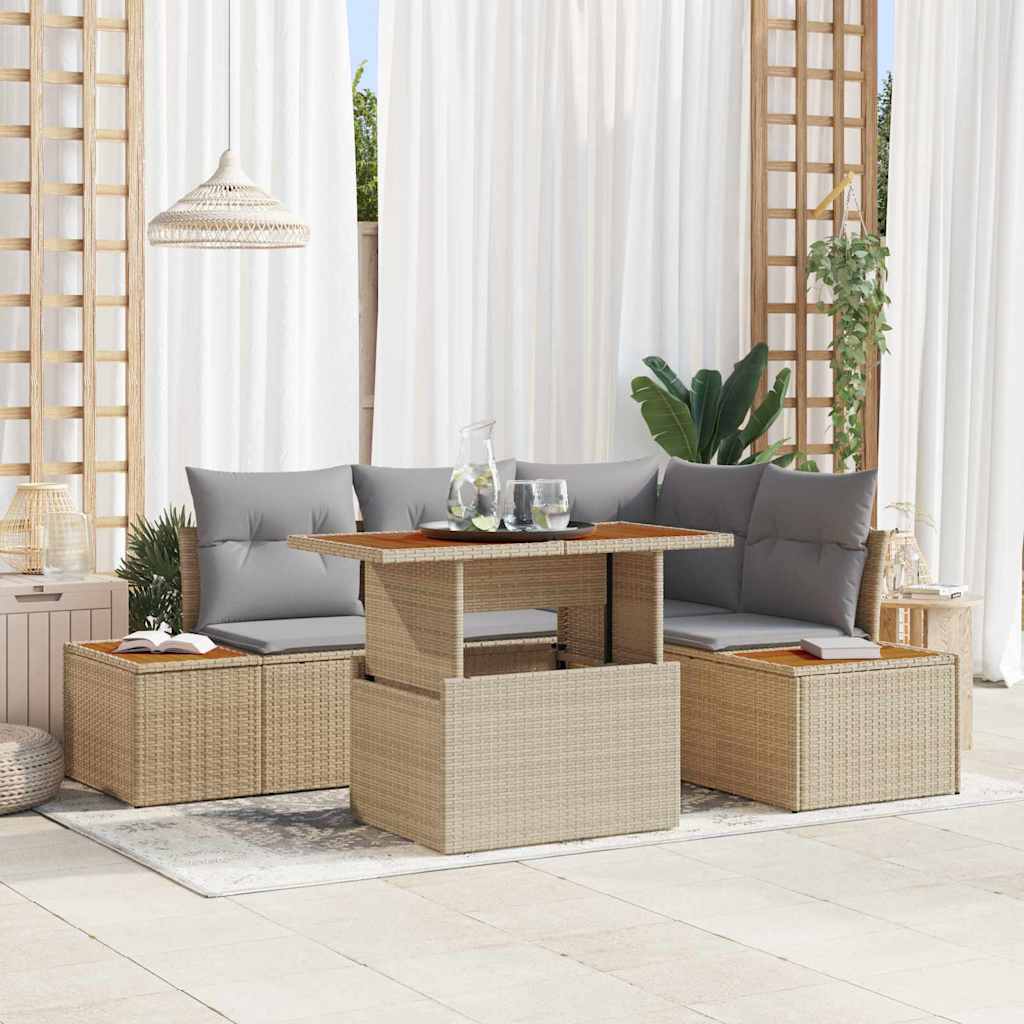 Tuinbankenset 5 st Beige en Grijs