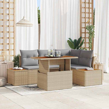 Tuinbankenset 5 st Beige en Grijs