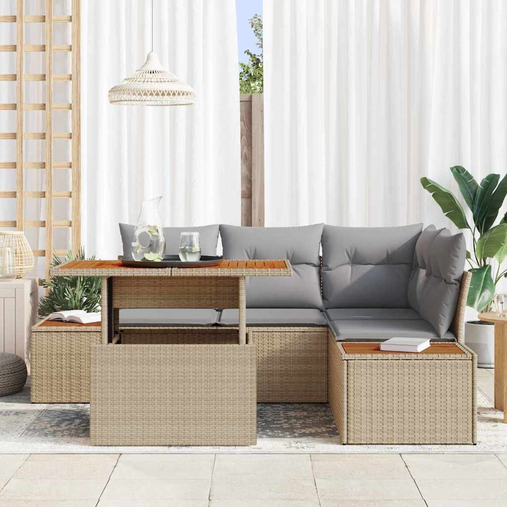 Tuinbankenset 5 st Beige en Grijs