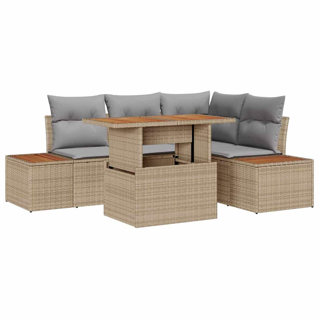 Tuinbankenset 5 st Beige en Grijs