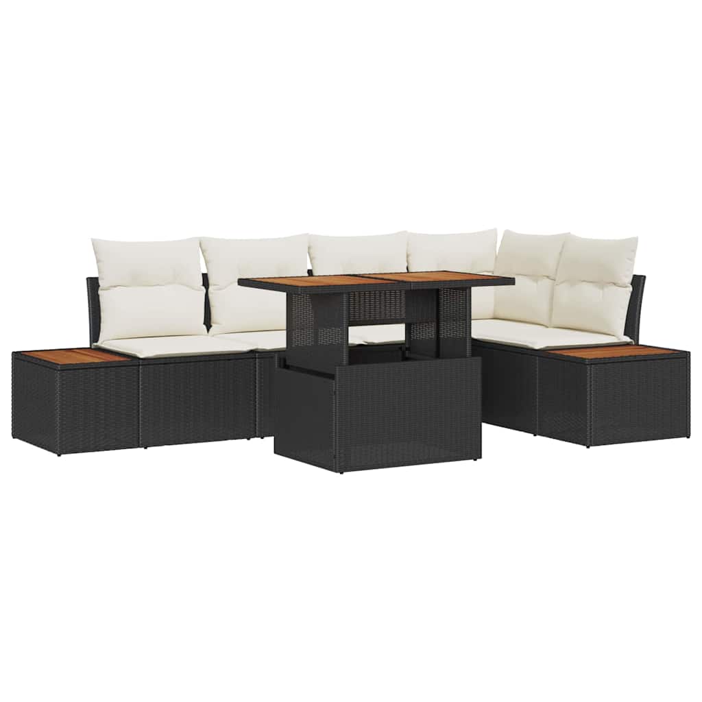 Tuinbankenset 6 st Zwart en Beige