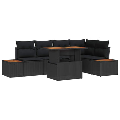 Tuinbankenset 6 st Zwart poly rattan