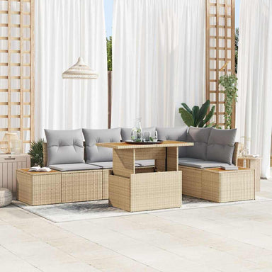 Tuinbankenset 6 st Beige poly rattan
