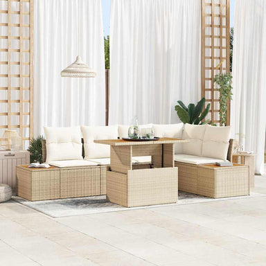 Tuinbankenset 6 st Beige poly rattan