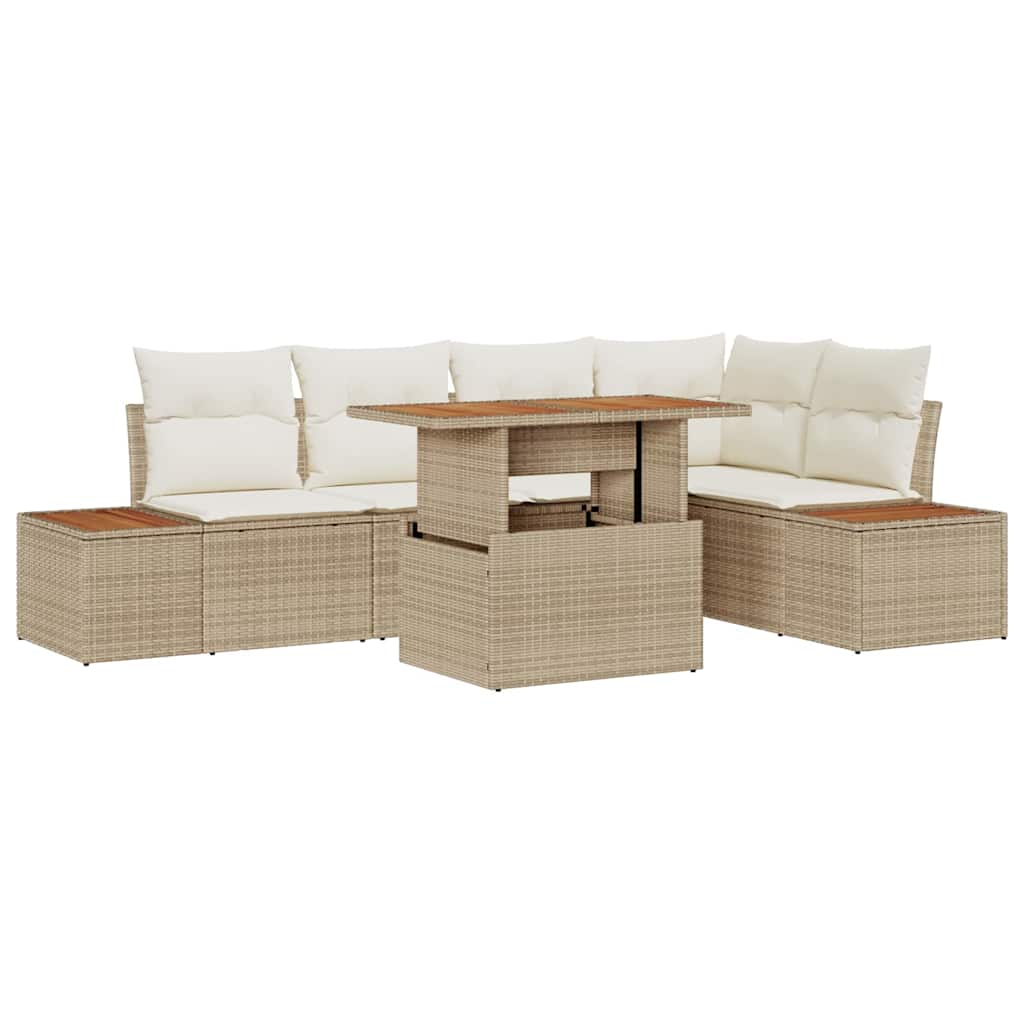 Tuinbankenset 6 st Beige poly rattan