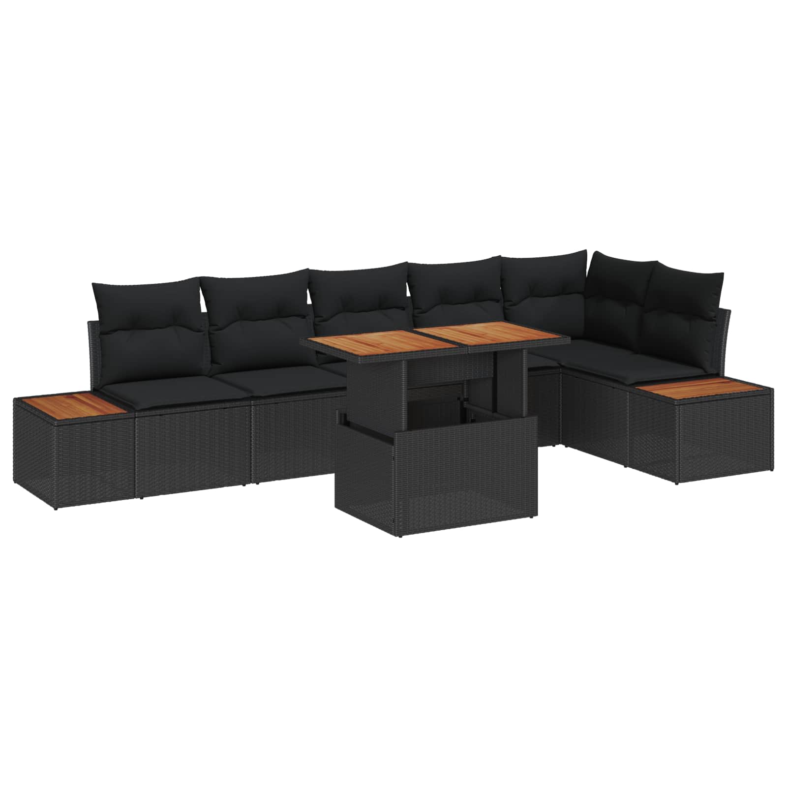 Tuinbankenset 7 st Zwart poly rattan