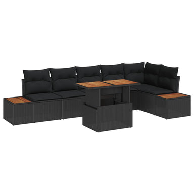 Tuinbankenset 7 st Zwart poly rattan