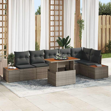 Tuinbankenset 7 st Grijs poly rattan