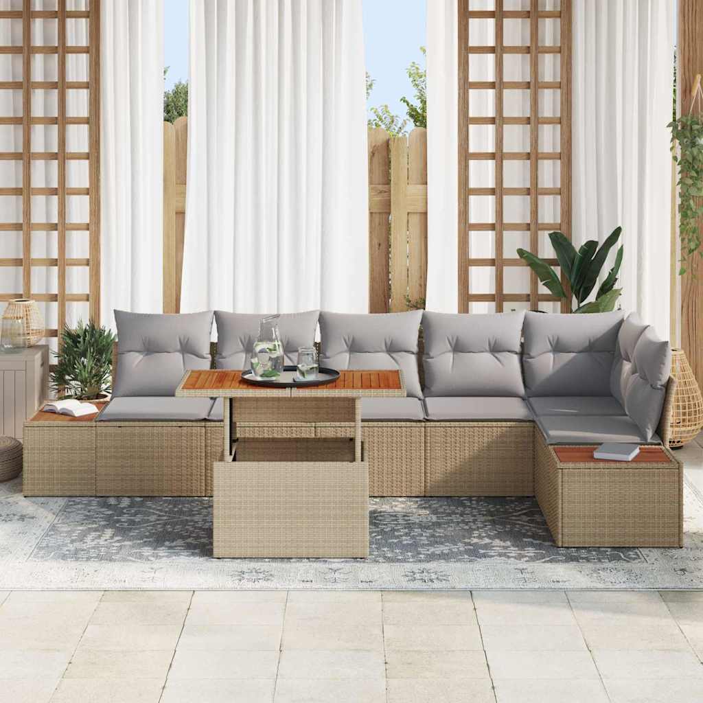 Tuinbankenset 7 st Beige poly rattan