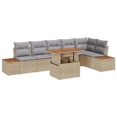 Tuinbankenset 7 st Beige poly rattan