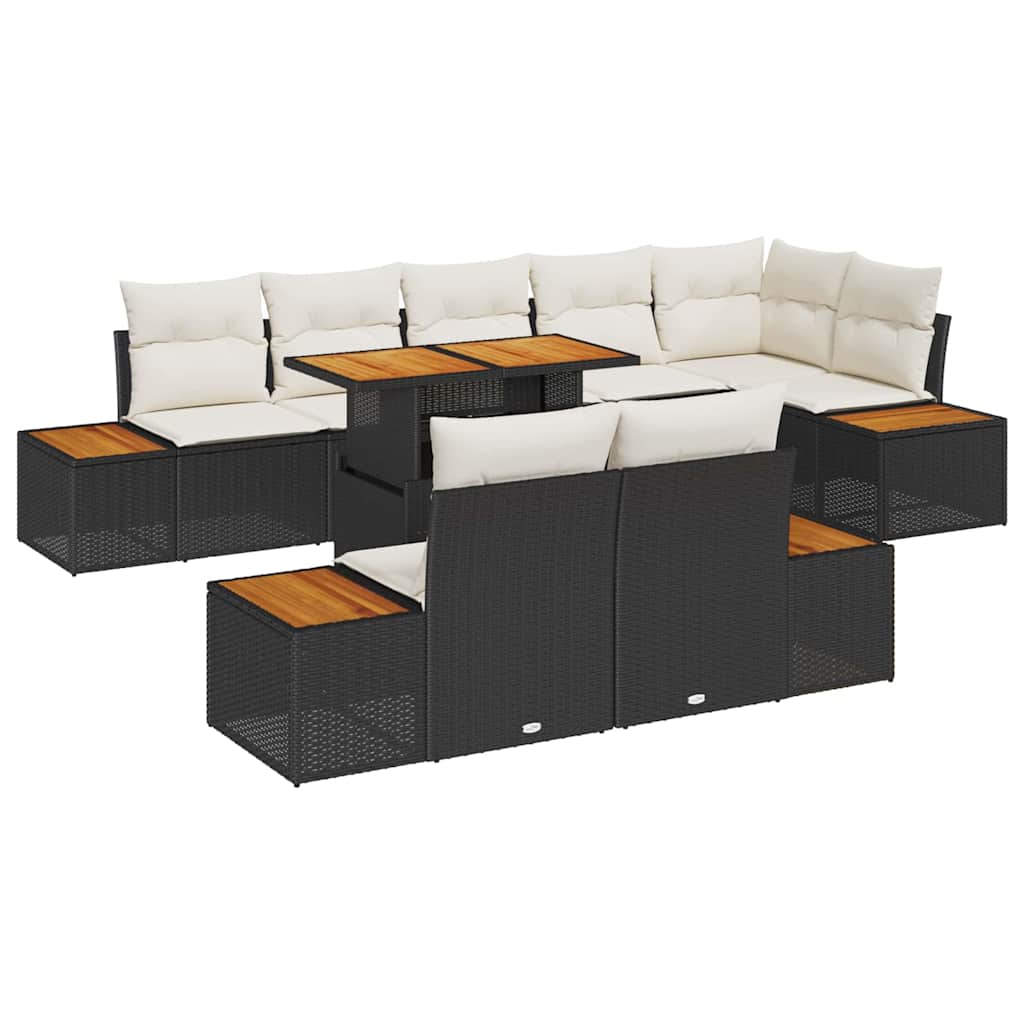 Tuinbankenset 9 st Zwart en Beige