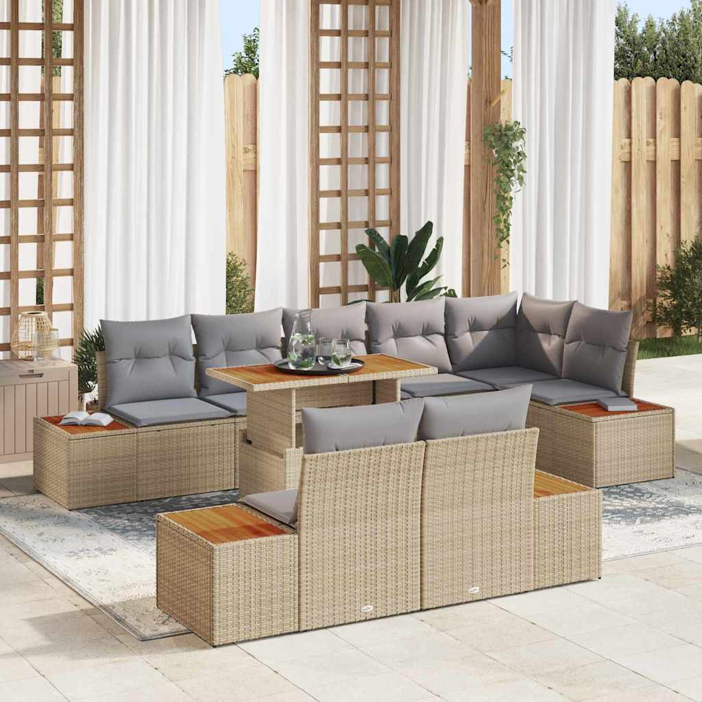 Tuinbankenset 9 st Beige en Grijs