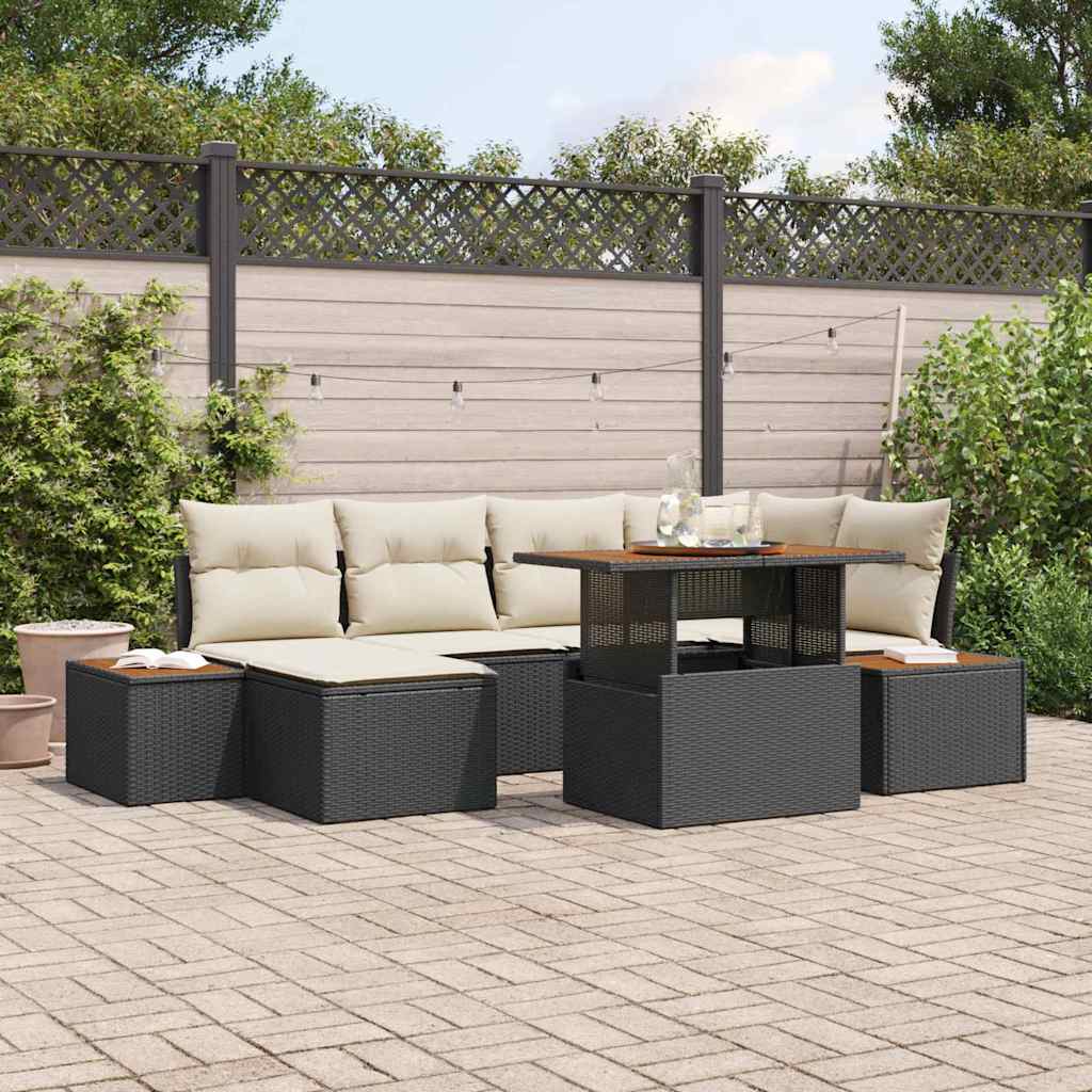 Tuinbankenset 7 pcs Zwart en Beige