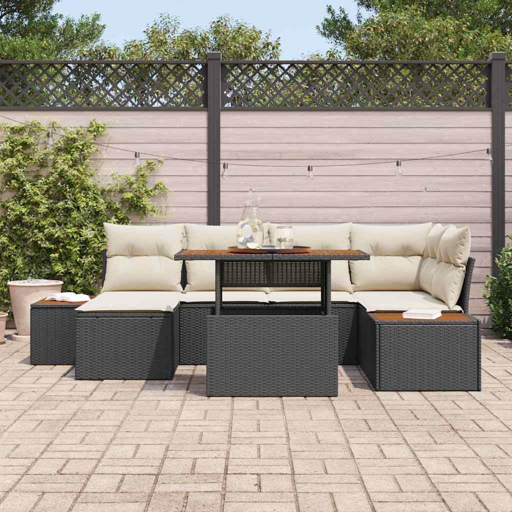 Tuinbankenset 7 pcs Zwart en Beige