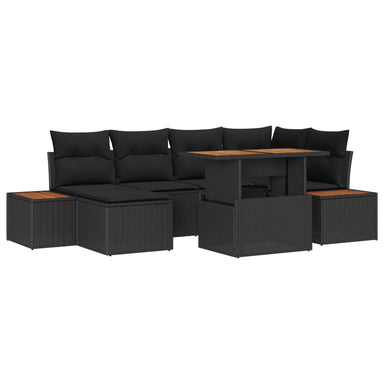 Tuinbankenset 7 st Zwart poly rattan