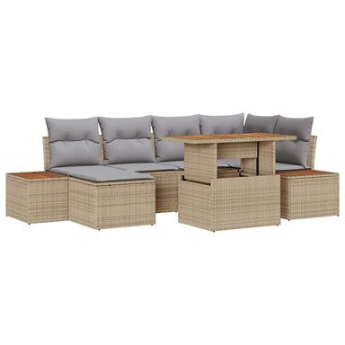 Tuinbankenset 7 st Beige poly rattan