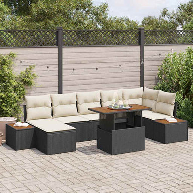 Tuinbankenset 8 st Zwart en Beige