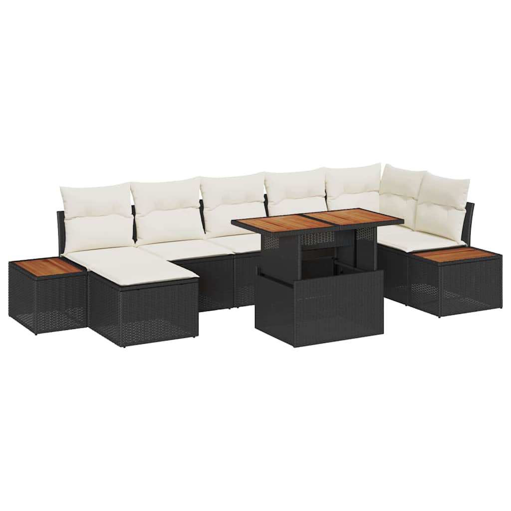 Tuinbankenset 8 st Zwart en Beige