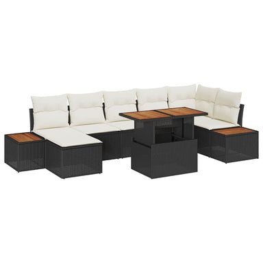 Tuinbankenset 8 st Zwart en Beige