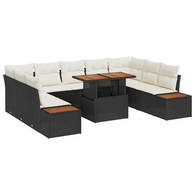 Tuinbankenset 10 st Zwart poly rattan