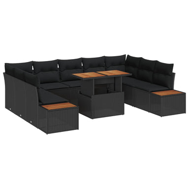 Tuinbankenset 10 st Zwart poly rattan