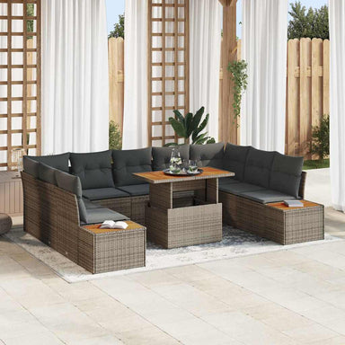Tuinbankenset 10 st Grijs poly rattan