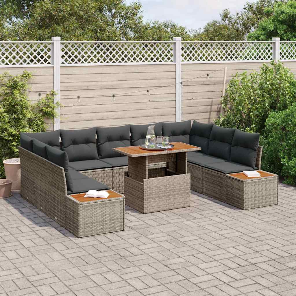Tuinbankenset 10 st Grijs poly rattan