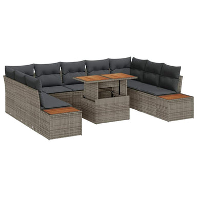 Tuinbankenset 10 st Grijs poly rattan