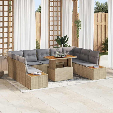 Tuinbankenset 10 st Beige poly rattan