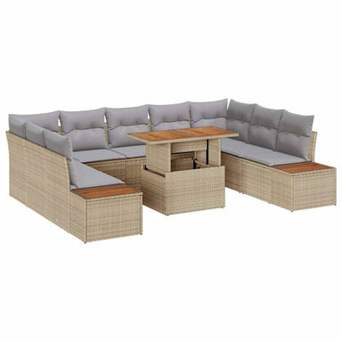 Tuinbankenset 10 st Beige poly rattan