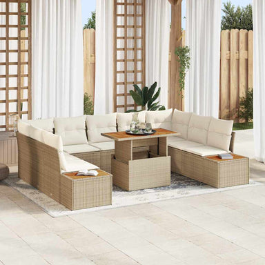 Tuinbankenset 10 st Beige poly rattan