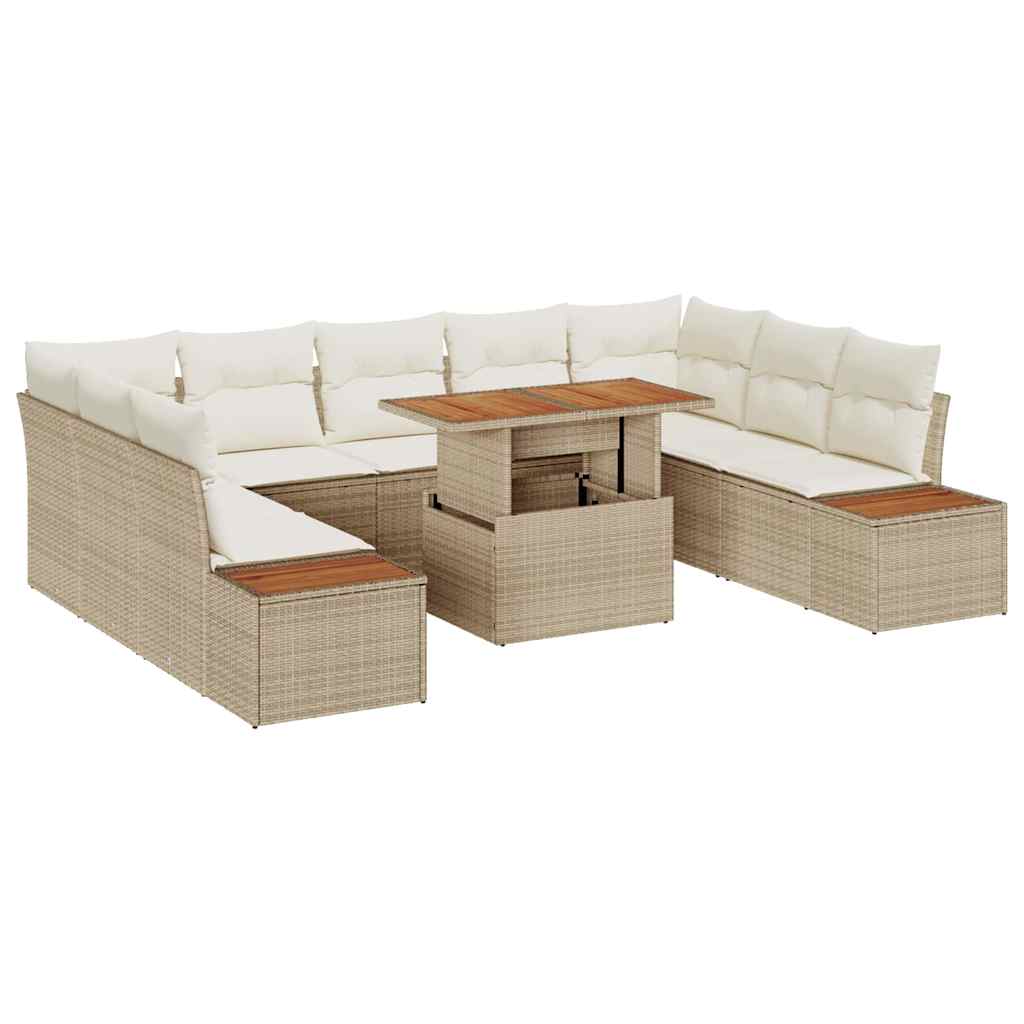 Tuinbankenset 10 st Beige poly rattan