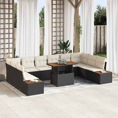 Tuinbankenset 11 st Zwart poly rattan