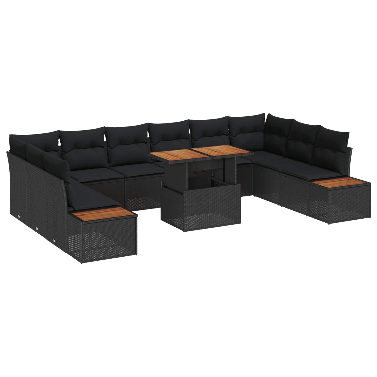 Tuinbankenset 11 st Zwart poly rattan