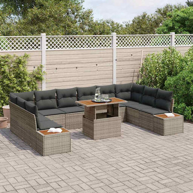 Tuinbankenset 11 st Grijs poly rattan