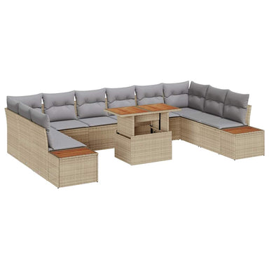 Tuinbankenset 11 st Beige poly rattan