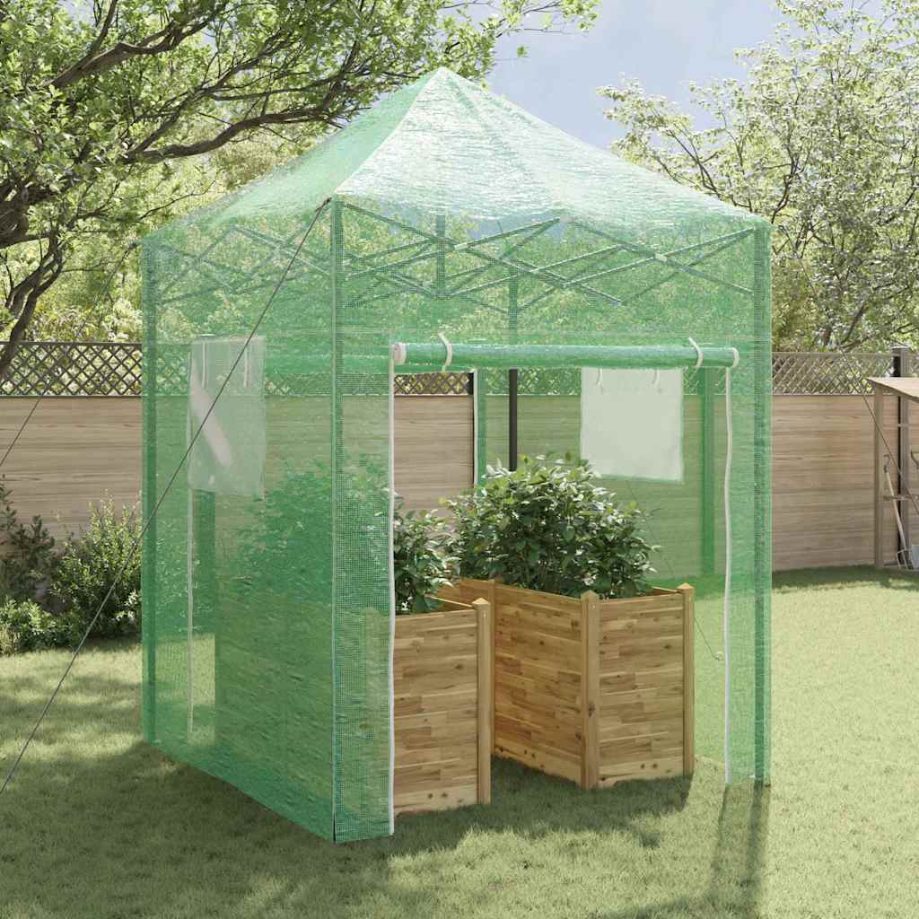Kas met pop-up frame met dak Groen 200 x 200 x 300 cm IJzer