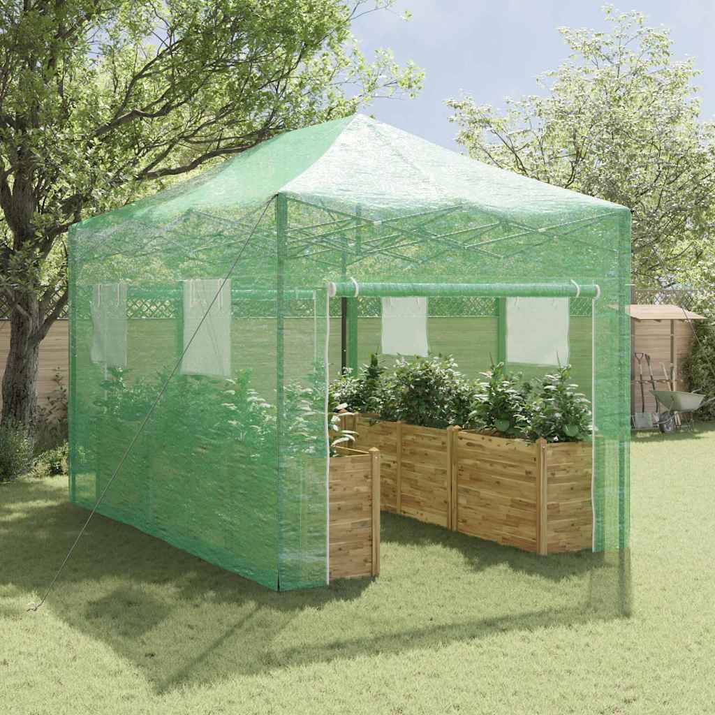 Kas met pop-up frame met dak Groen 280 x 410 x 315 cm IJzer