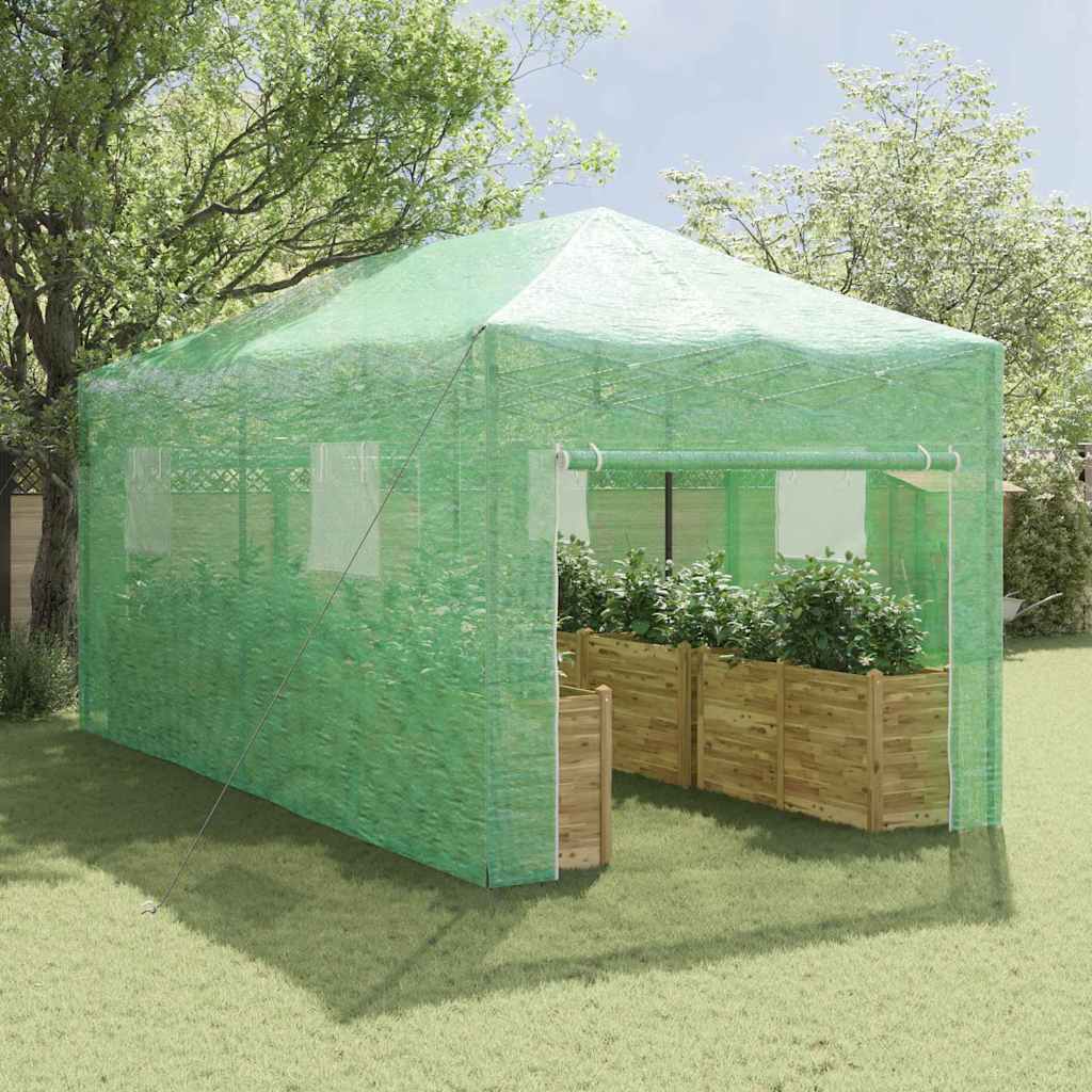 Kas met pop-up frame met dak Groen 290 x 580 x 315 cm IJzer