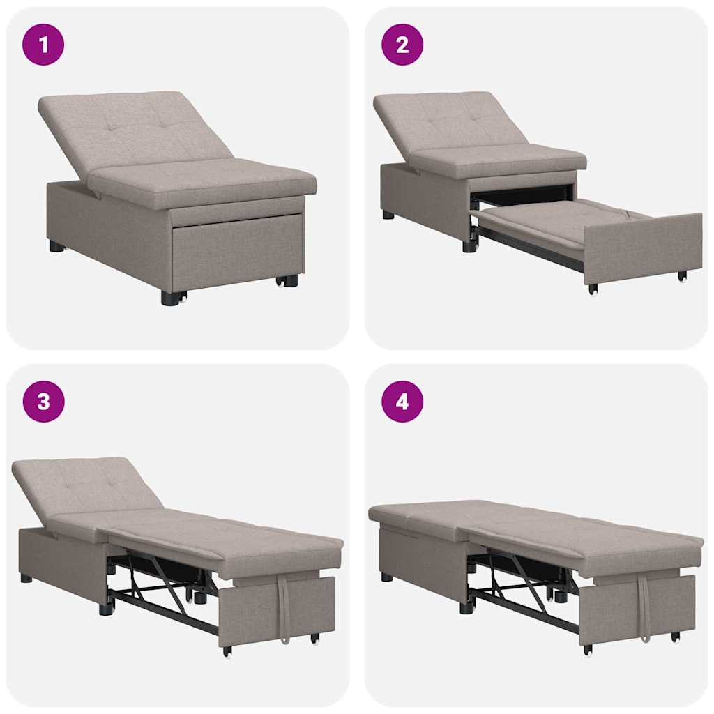 Uittrekbare Slaapbank Taupe 194 x 50 x 82 cm Stof