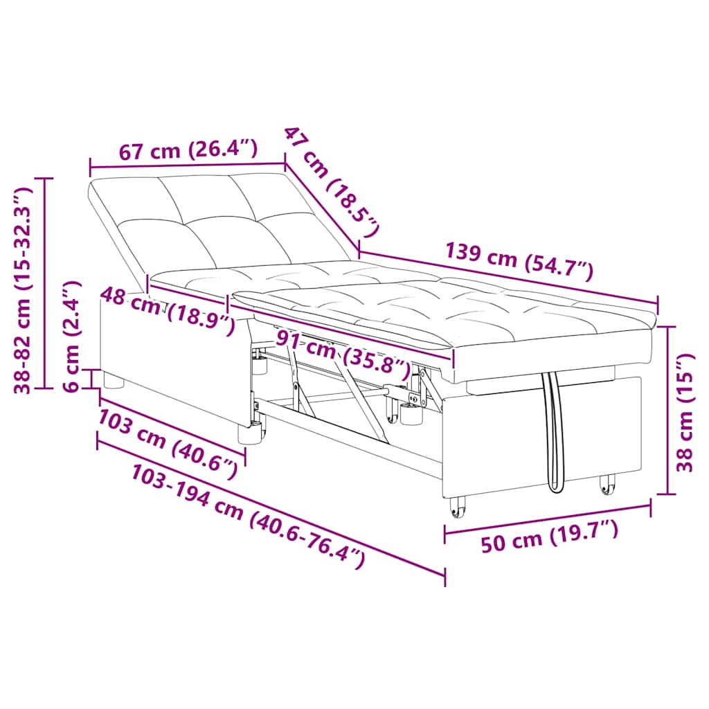 Uittrekbare Slaapbank Roze 194 x 50 x 82 cm Stof