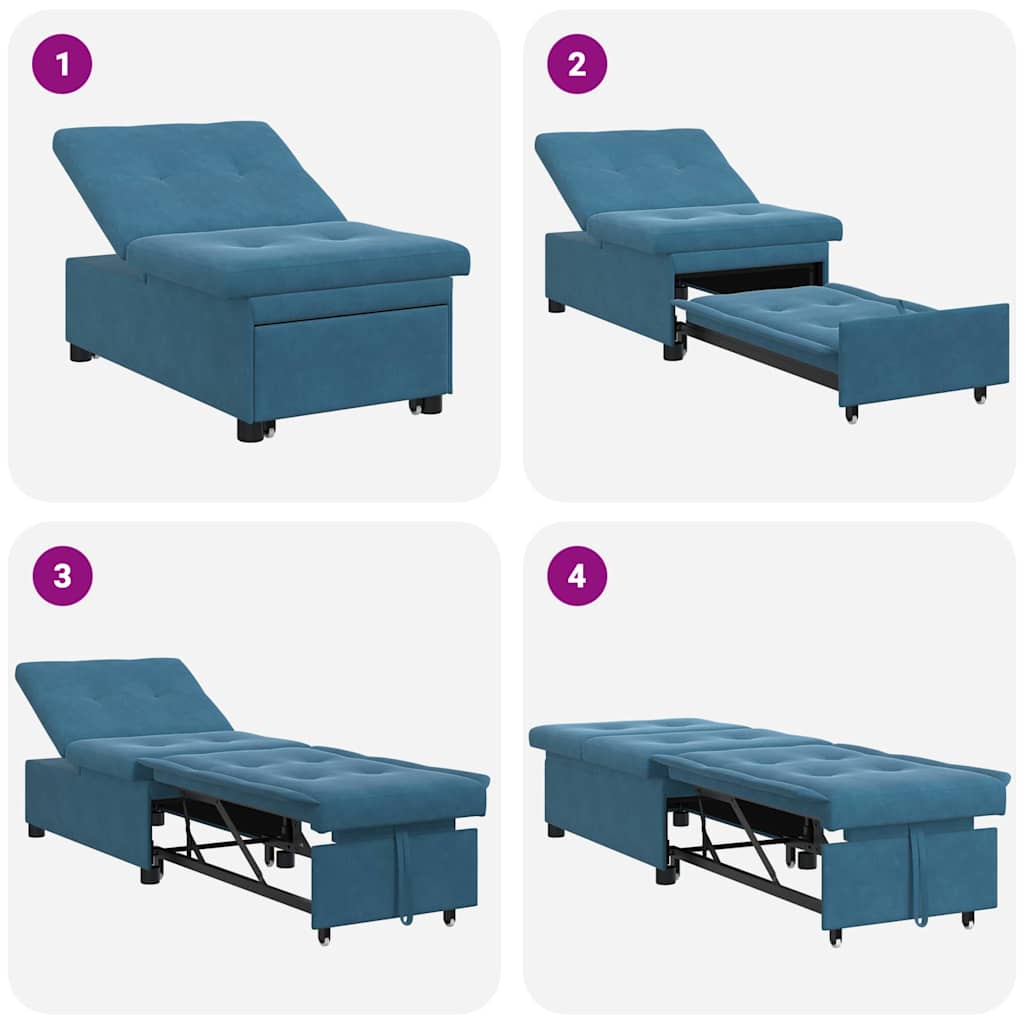 Slaapbank Blauw 194 x 67 x 82 cm Fluweel