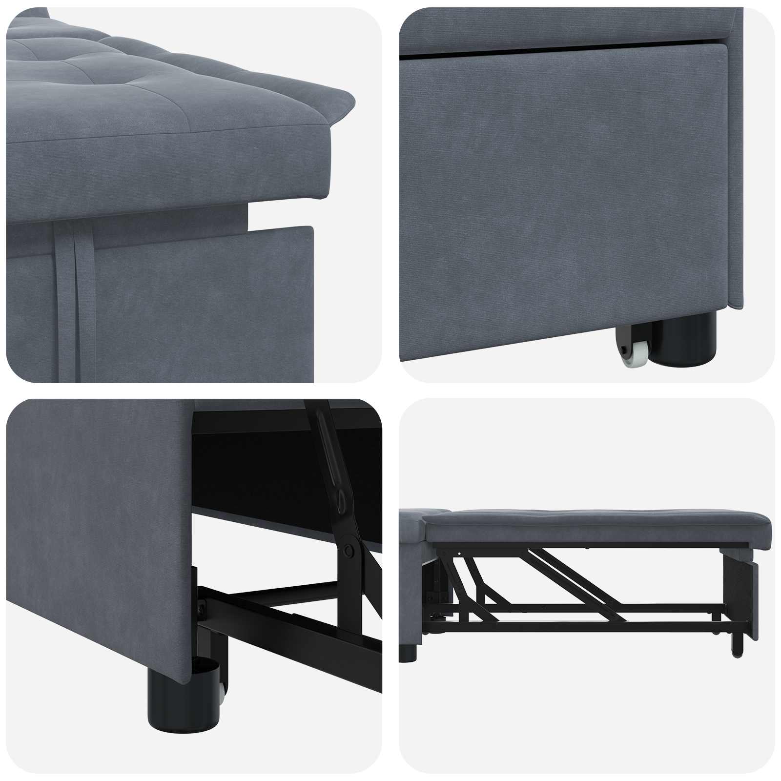 Slaapbank Donkergrijs 194 x 67 x 82 cm Fluweel