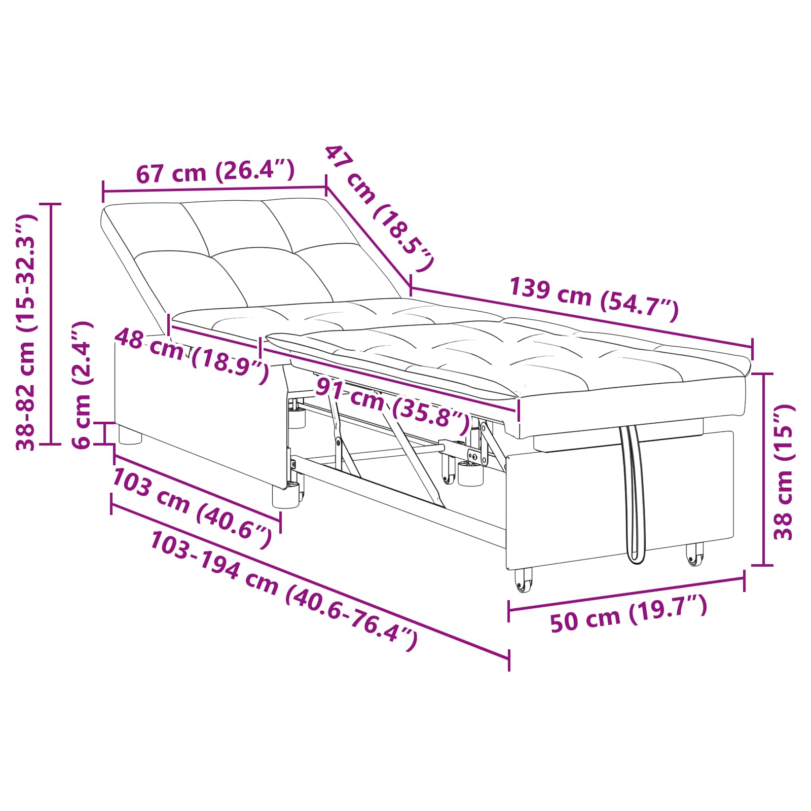 Slaapbank Donkergrijs 194 x 67 x 82 cm Fluweel