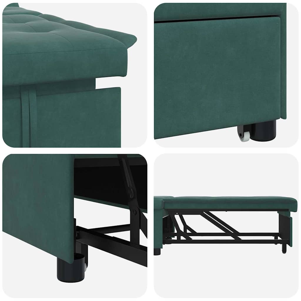 Slaapbank Donkergroen 194 x 67 x 82 cm Fluweel