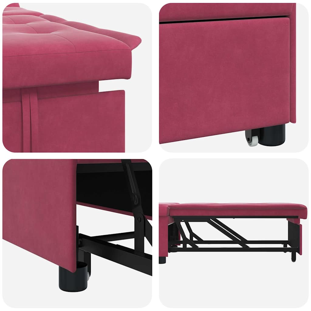 Slaapbank Wijnrood 194 x 67 x 82 cm Fluweel