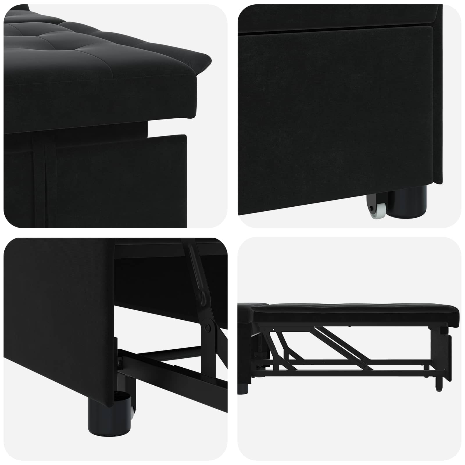Slaapbank Zwart 194 x 67 x 82 cm Fluweel