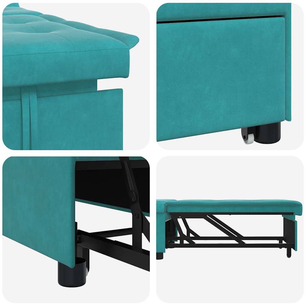 Slaapbank Turquoise 194 x 67 x 82 cm Fluweel
